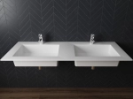 Plan vasque Design, fabrication sur mesure, Largeur 120 à 200 cm x Profondeur 40 à 60 cm, résine minérale ACRYSTONE® SOLID-SURFACE Finition lisse blanc mate, Livraison Offerte et Rapide.